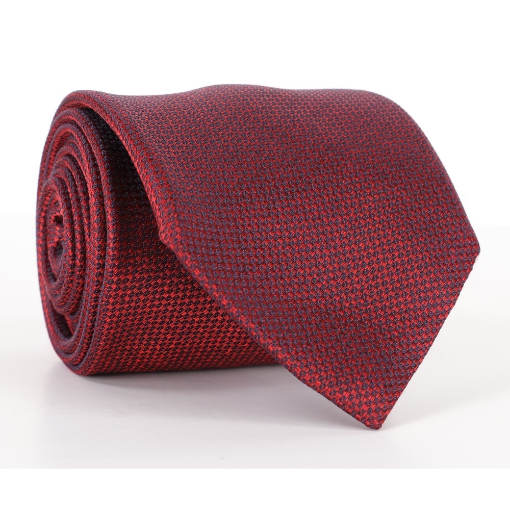 Geoff Nicholson 100% Silk Necktie Tie Red Micro Weave Made in Italy Preppy